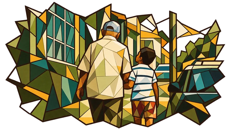 Stained-glass illustration for Genesis 17, inspired by a photograph by Christian Nartatez