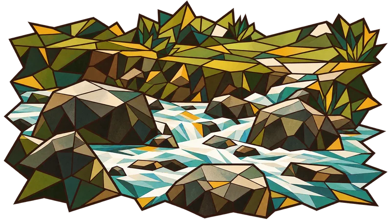 Stained-glass illustration for Genesis 24, inspired by a photograph by Christian Nartatez