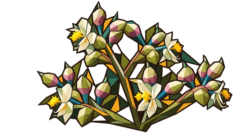 Stained-glass illustration for Genesis 25, inspired by a photograph by Christian Nartatez