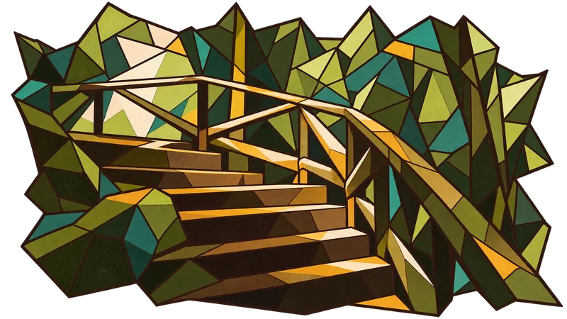 Stained-glass illustration for Genesis 28, inspired by a photograph by Christian Nartatez