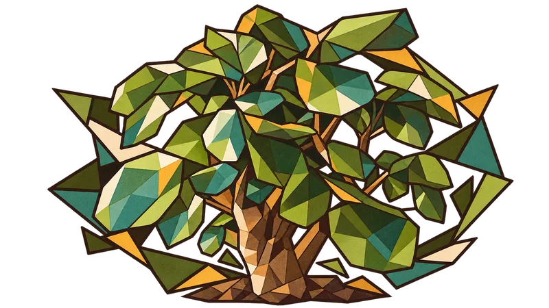 Stained-glass illustration for Genesis 30, inspired by a photograph by Christian Nartatez