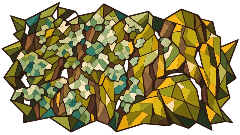 Stained-glass illustration for Genesis 36, inspired by a photograph by Christian Nartatez